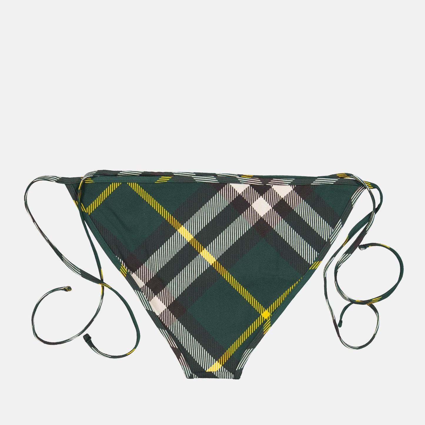 Checked bikini, Burberry swimwear, luxury beachwear, green bikini bottoms, designer swimwear