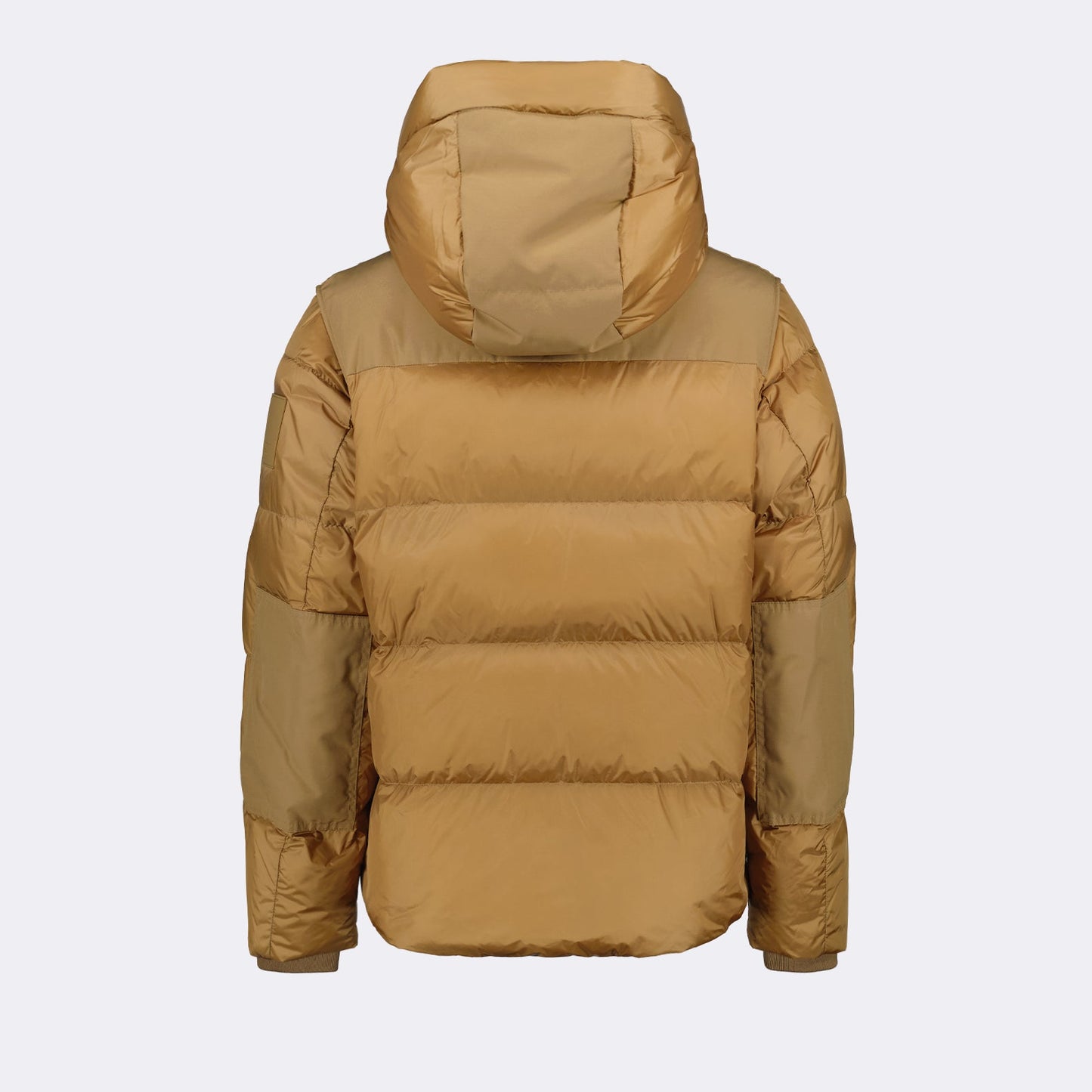 down jacket, removable sleeves, Burberry, luxury outerwear, beige jacket