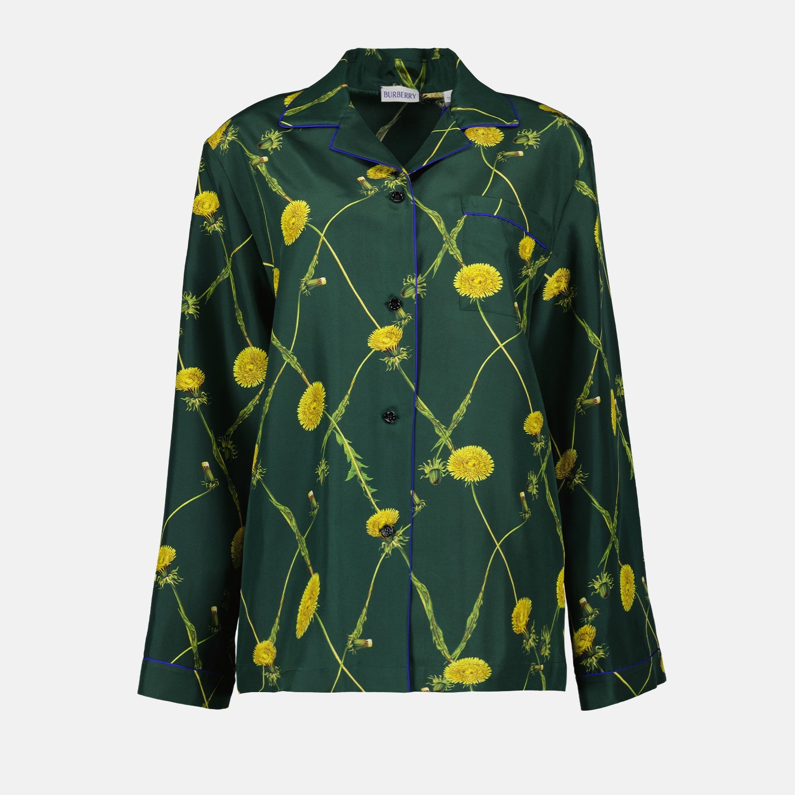 luxury silk shirt, Burberry shirt, dandelion print, women's fashion, designer clothing