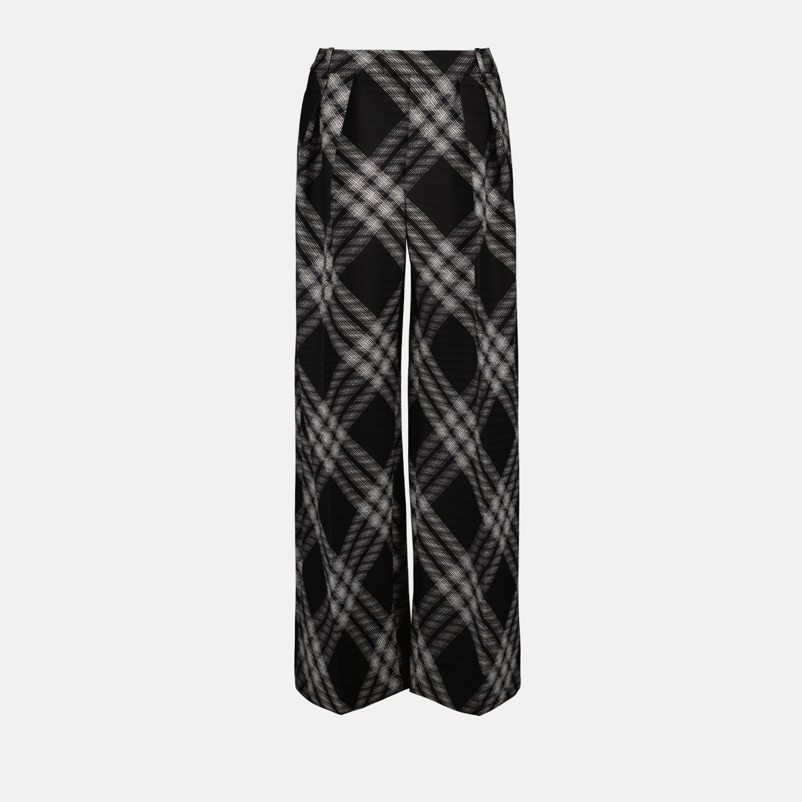 black checkered trousers, Burberry trousers, luxury fashion, elegant trousers, premium women’s wear