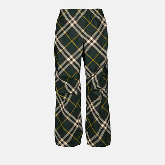 Green checkered trousers, Burberry trousers, luxury trousers, elegant pants, high-end fashion