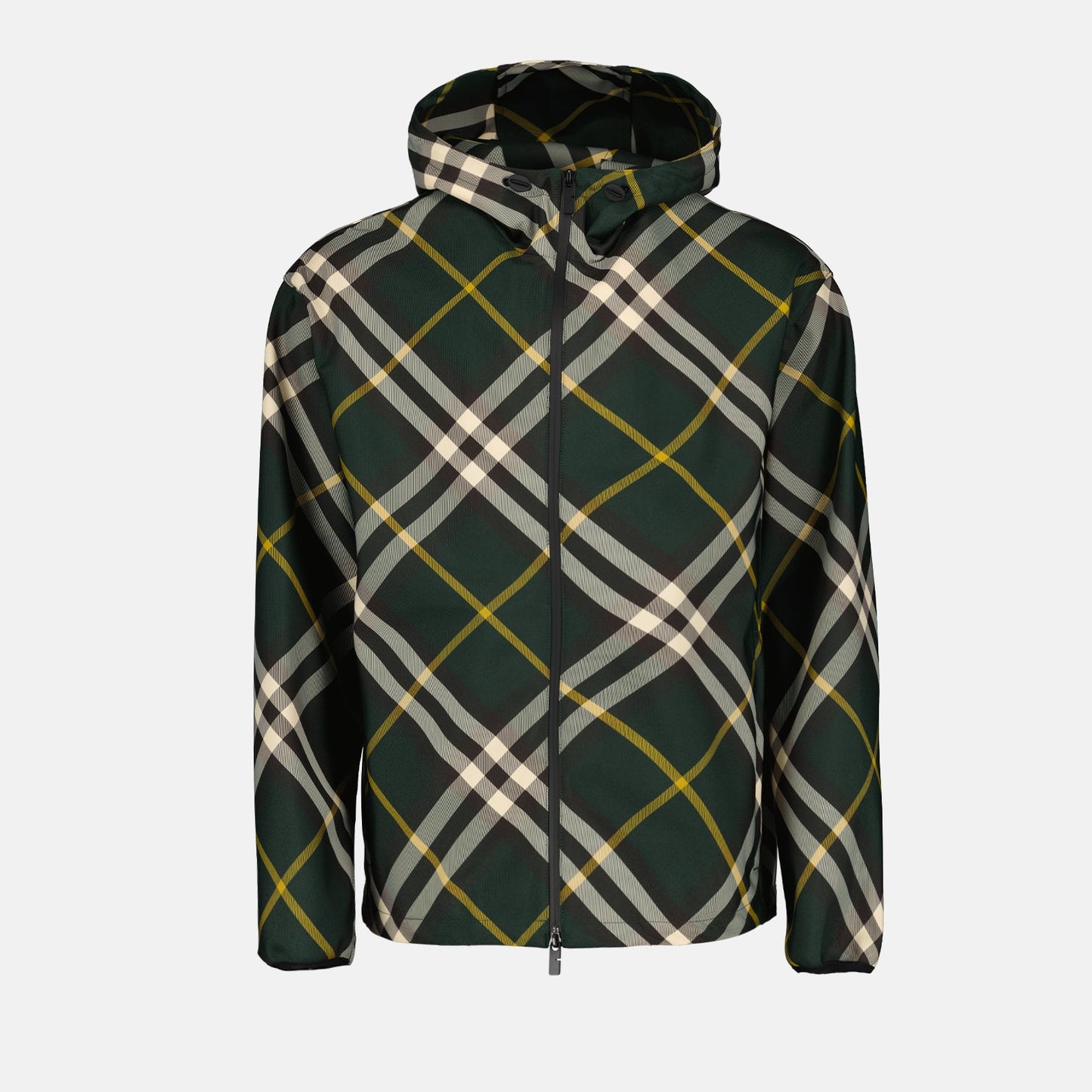 windbreaker, checkered pattern, luxury outerwear, Burberry, green windbreaker