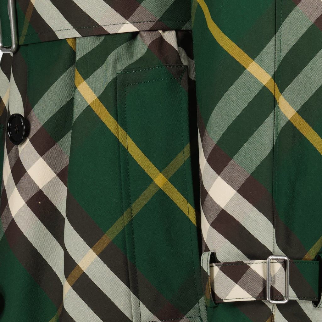 Green Plaid Trench Coat