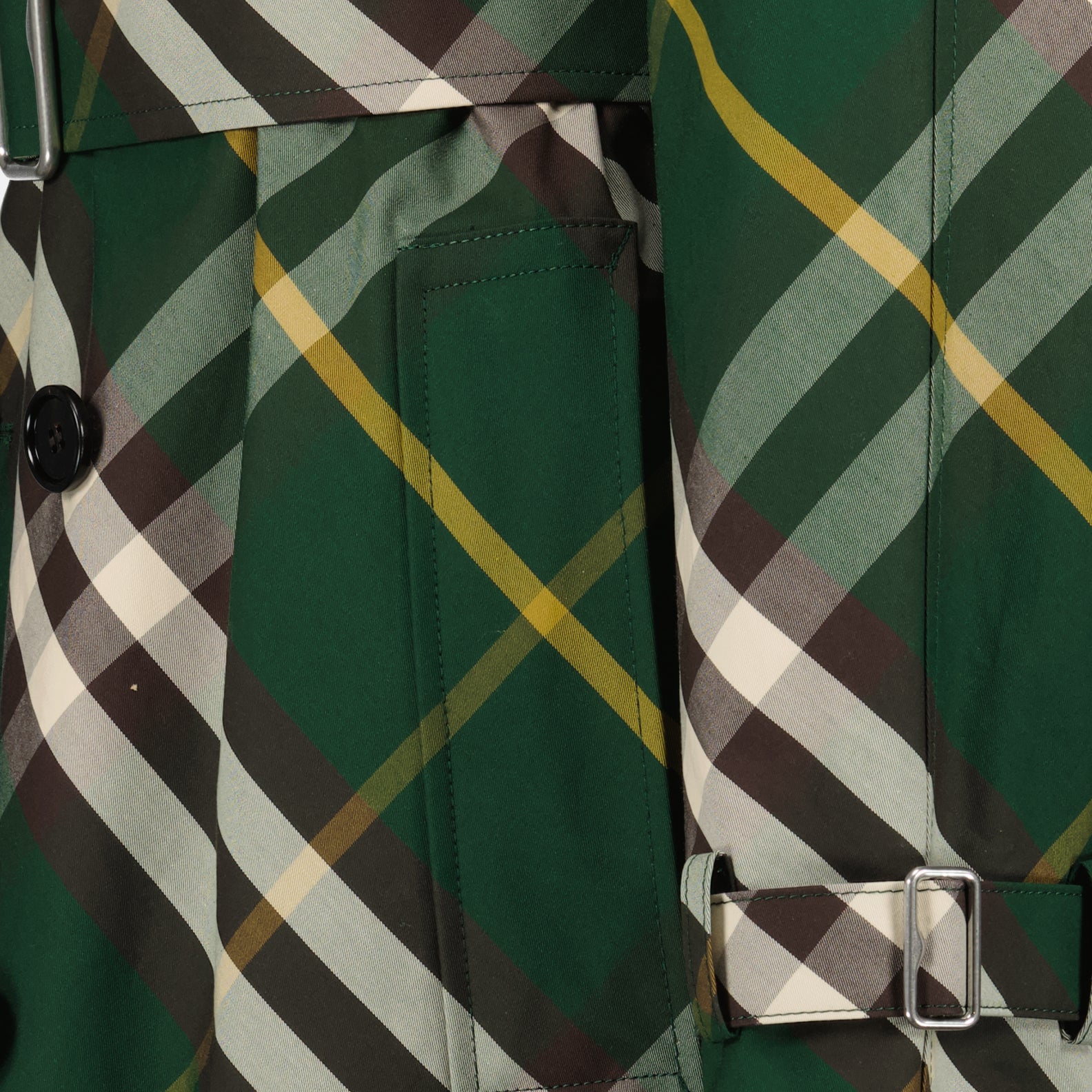 Green Plaid Trench Coat