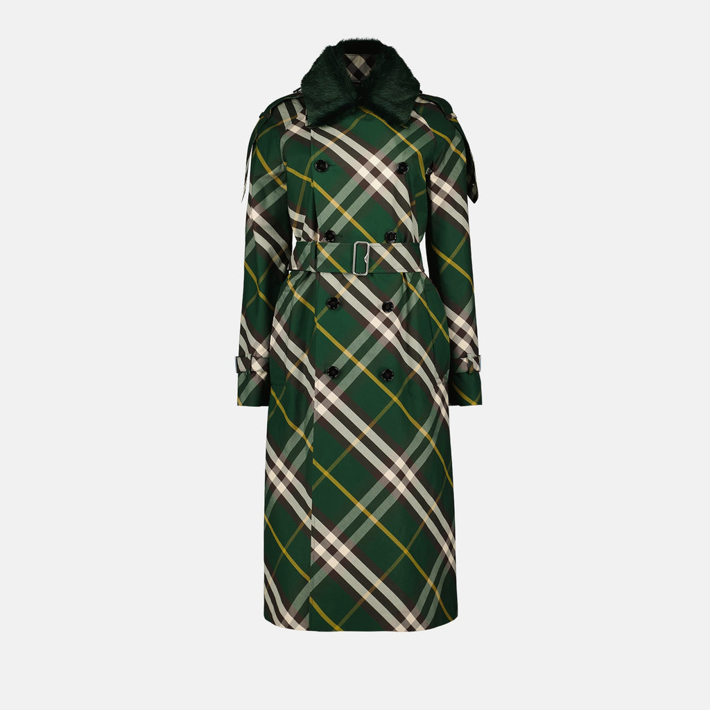 Green Plaid Trench Coat