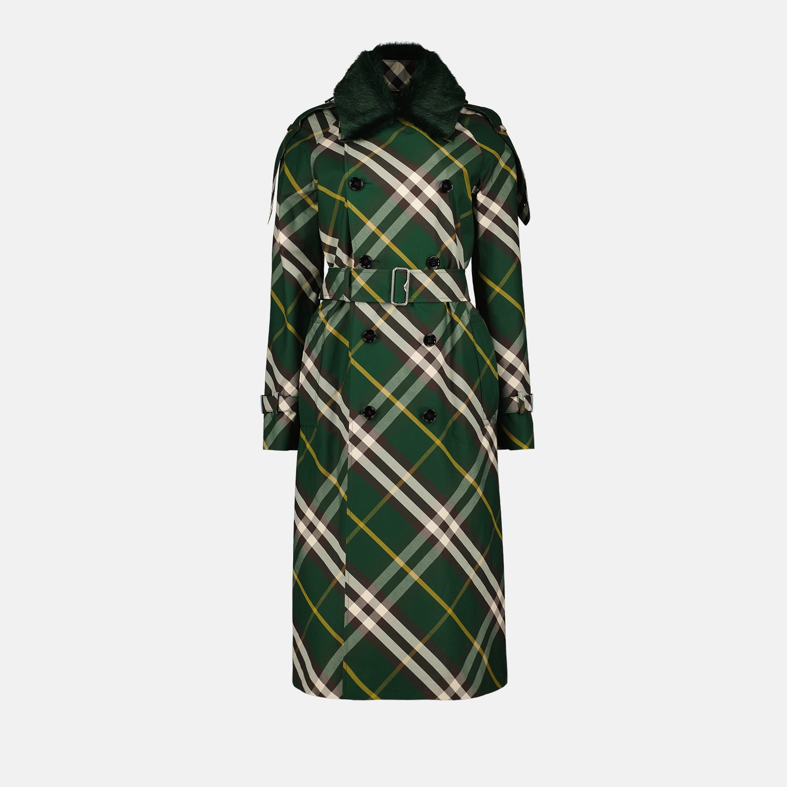 Green Plaid Trench Coat