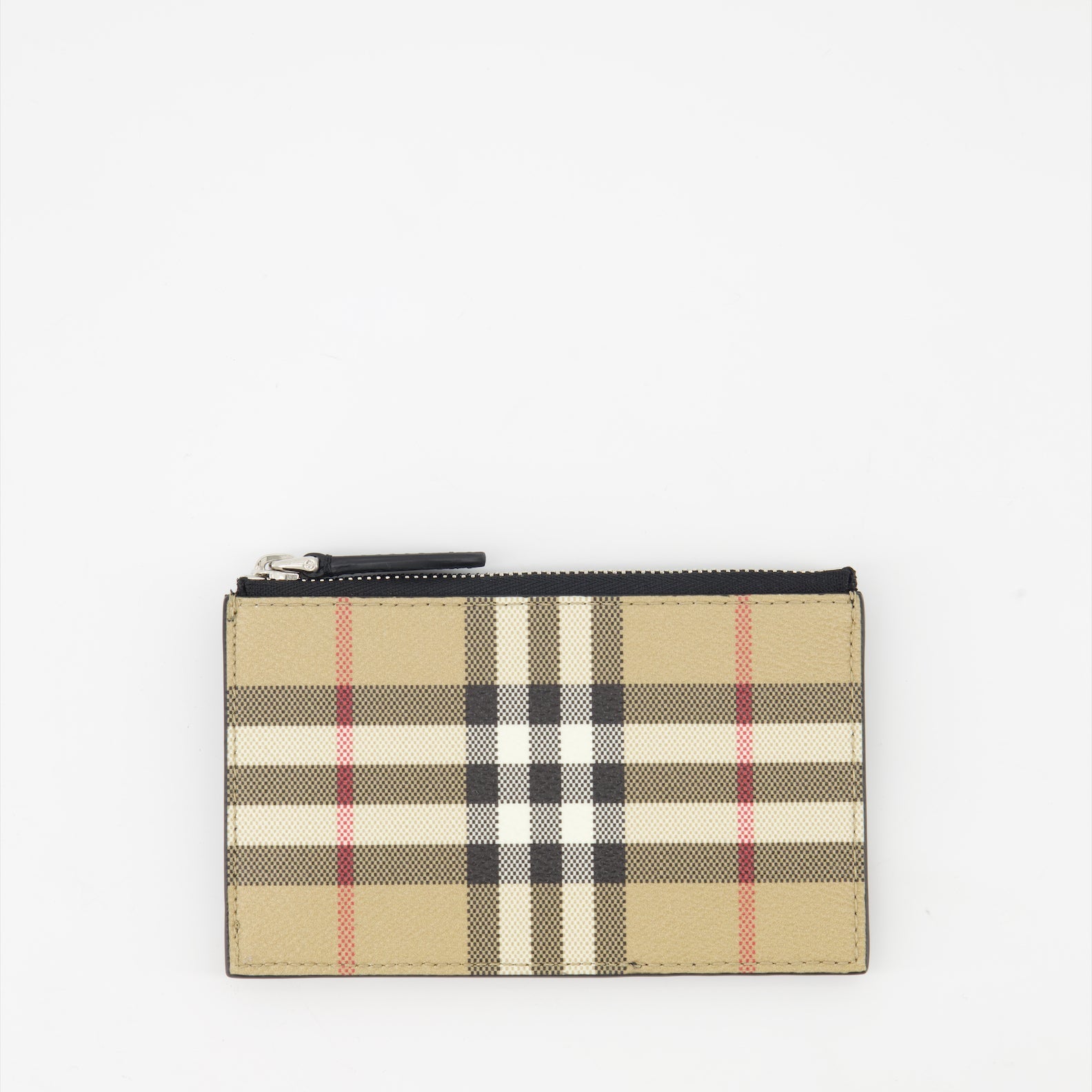 Burberry checkered card holder, luxury accessories, beige card holder, Burberry wallet, designer card holder