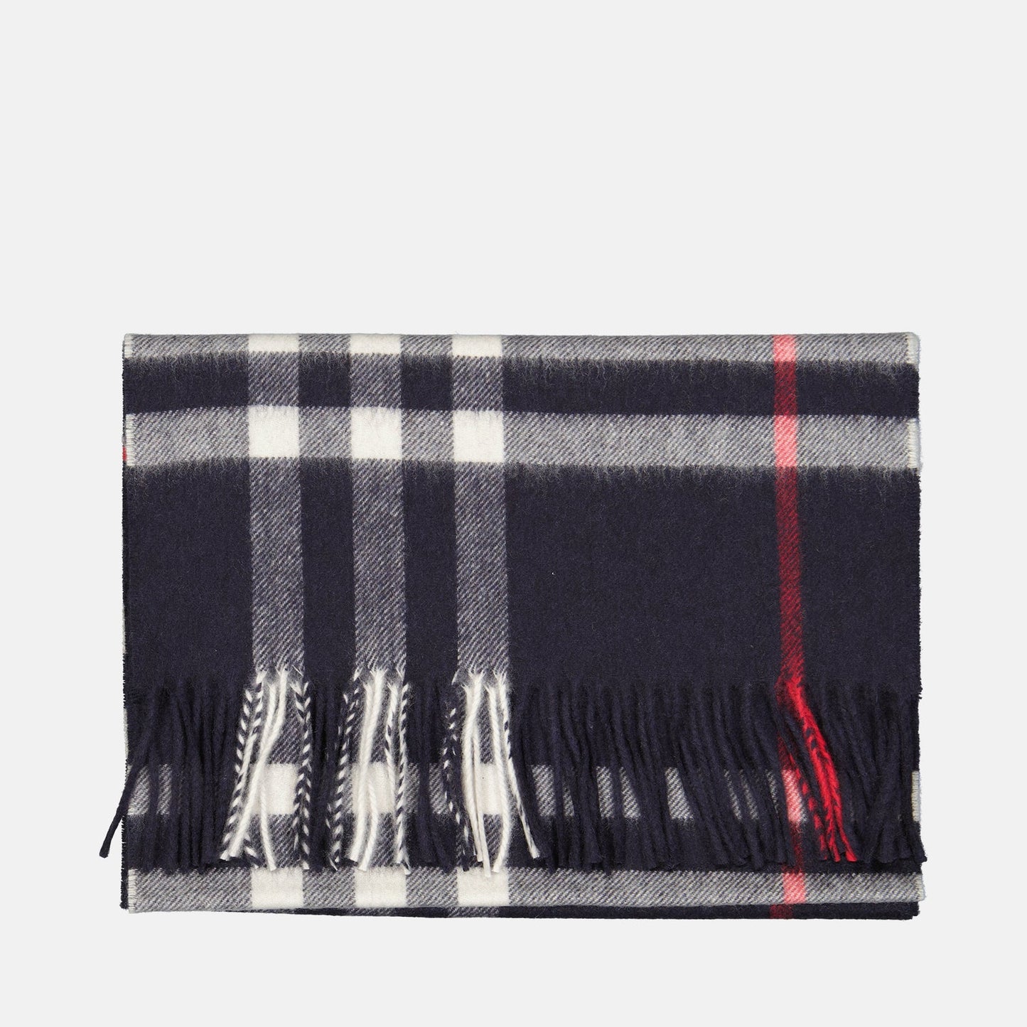 cashmere scarf, luxury accessory, Burberry, navy blue scarf, checked scarf