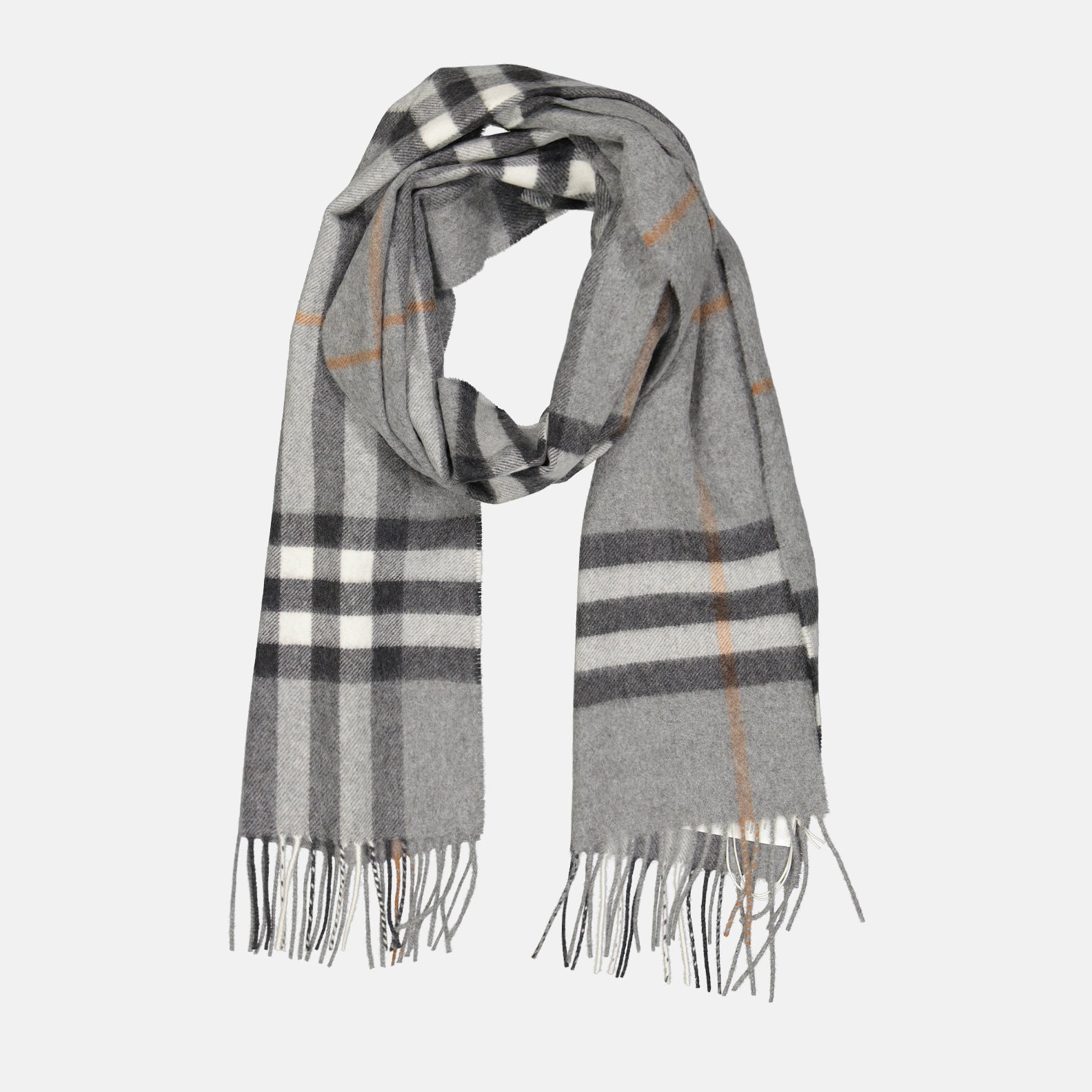 cashmere scarf, luxury accessory, Burberry scarf, plaid scarf, elegant cashmere