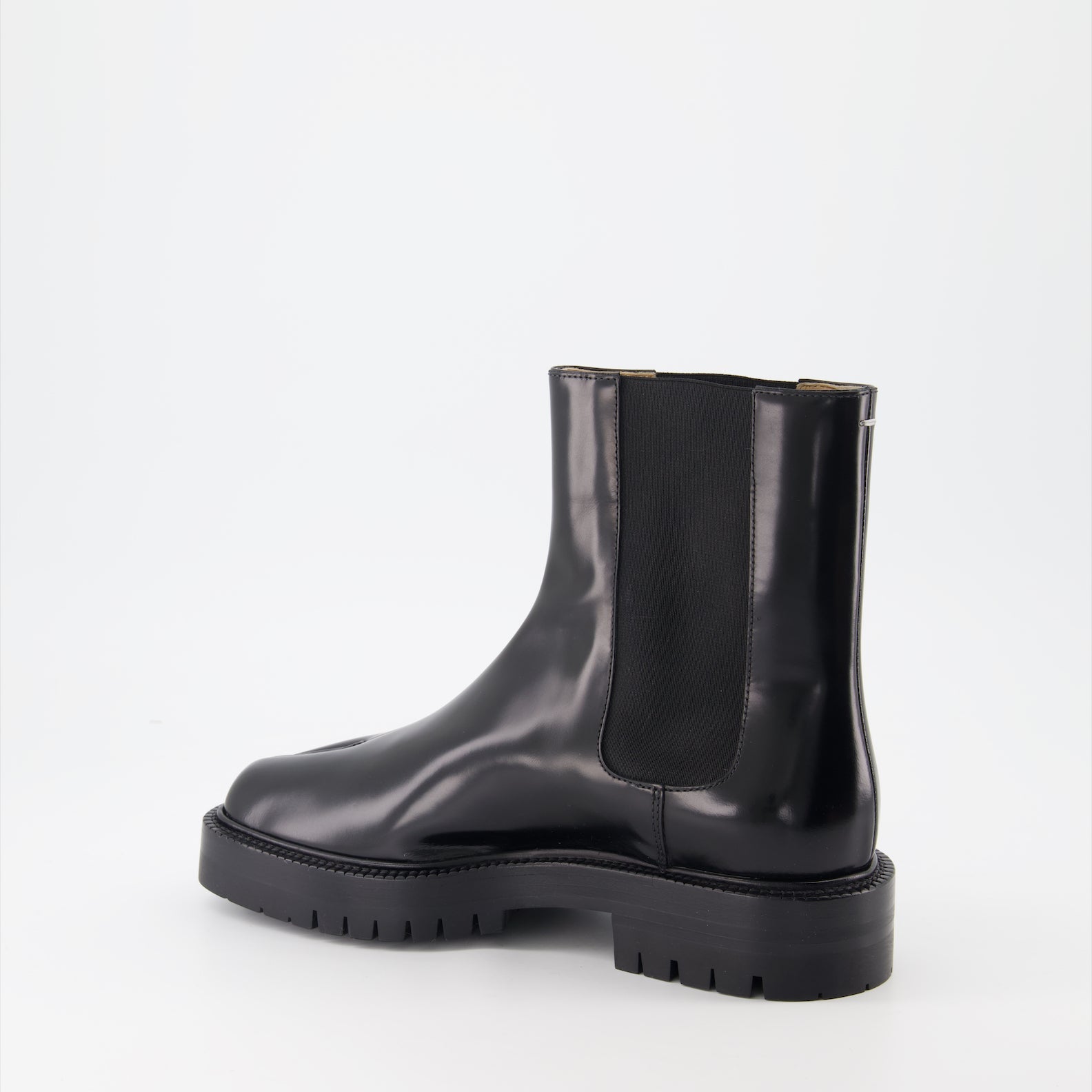 Maison Margiela boots, Tabi Chelsea boots, patent leather boots, designer Chelsea boots, luxury fashion footwear