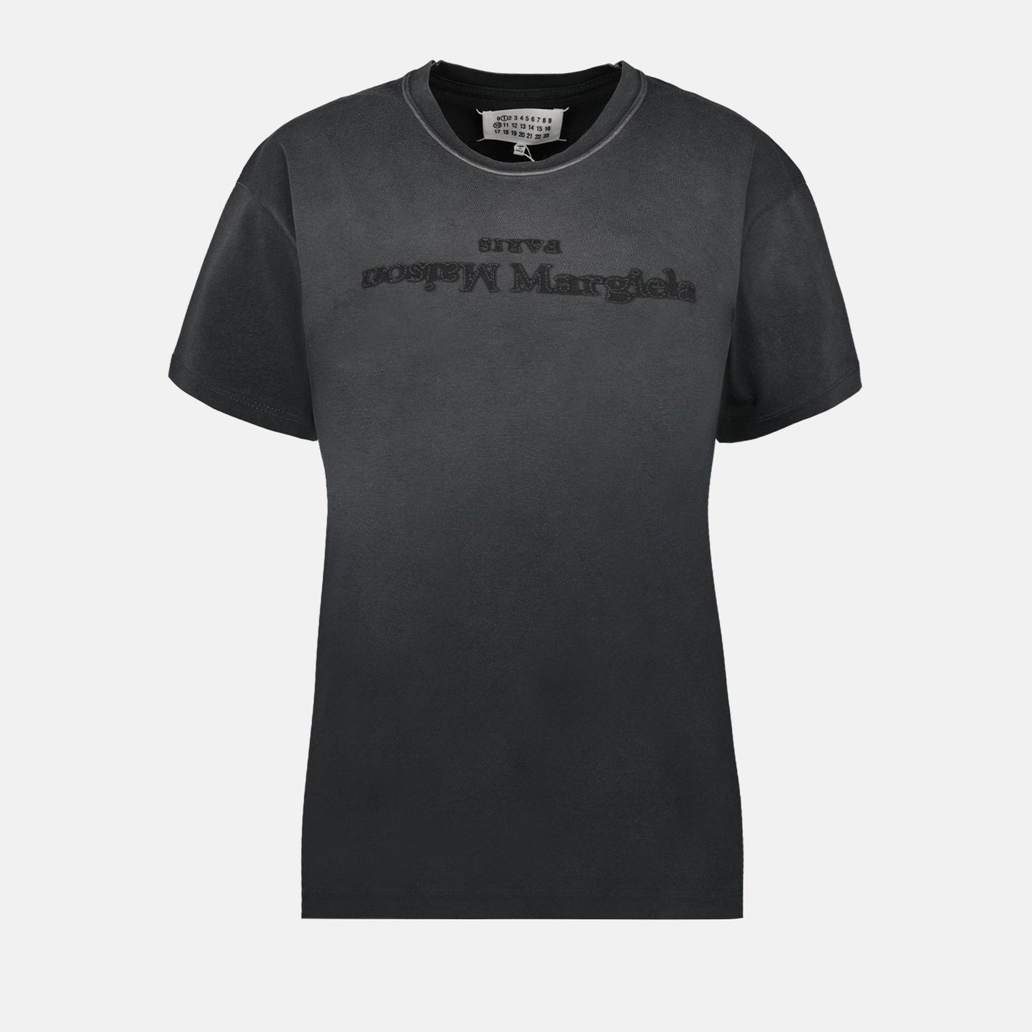 Maison Margiela, inverted logo T-shirt, luxury grey T-shirt, high-end fashion, designer clothing