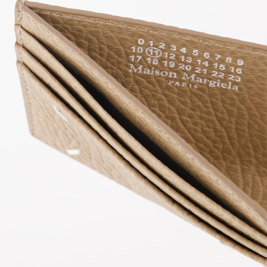 Maison Margiela, beige card holder, luxury leather accessories, Four Stitches detail, elegant card holder