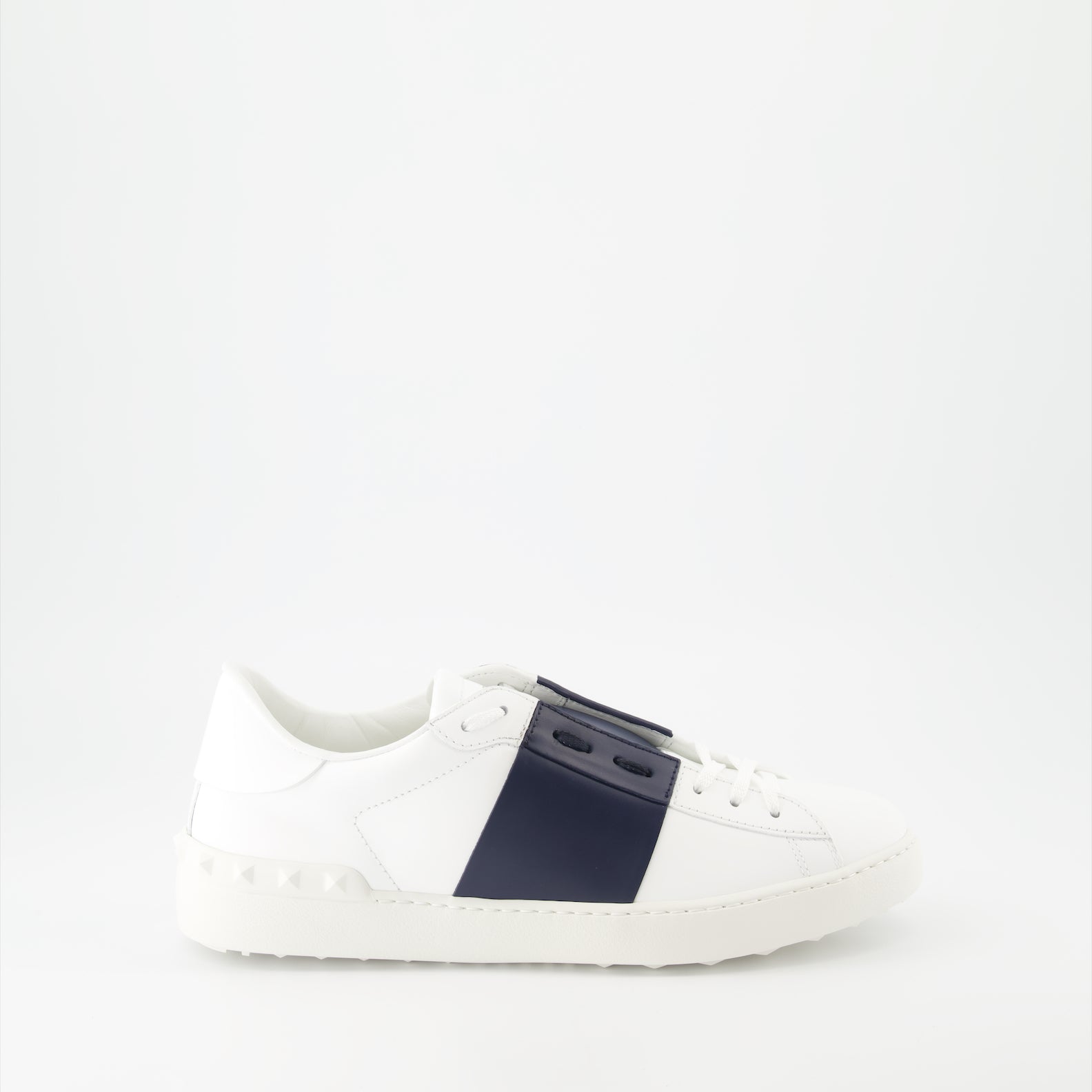 Leather sneakers, Valentino Garavani, open sneakers, white and blue shoes, men's footwear