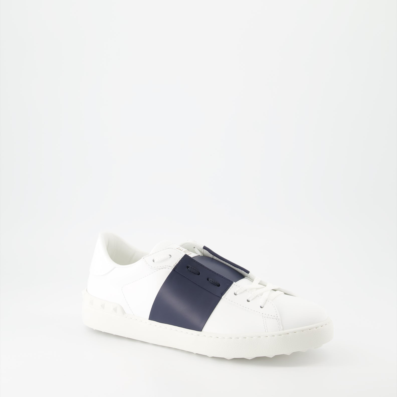 Leather sneakers, Valentino Garavani, open sneakers, white and blue shoes, men's footwear