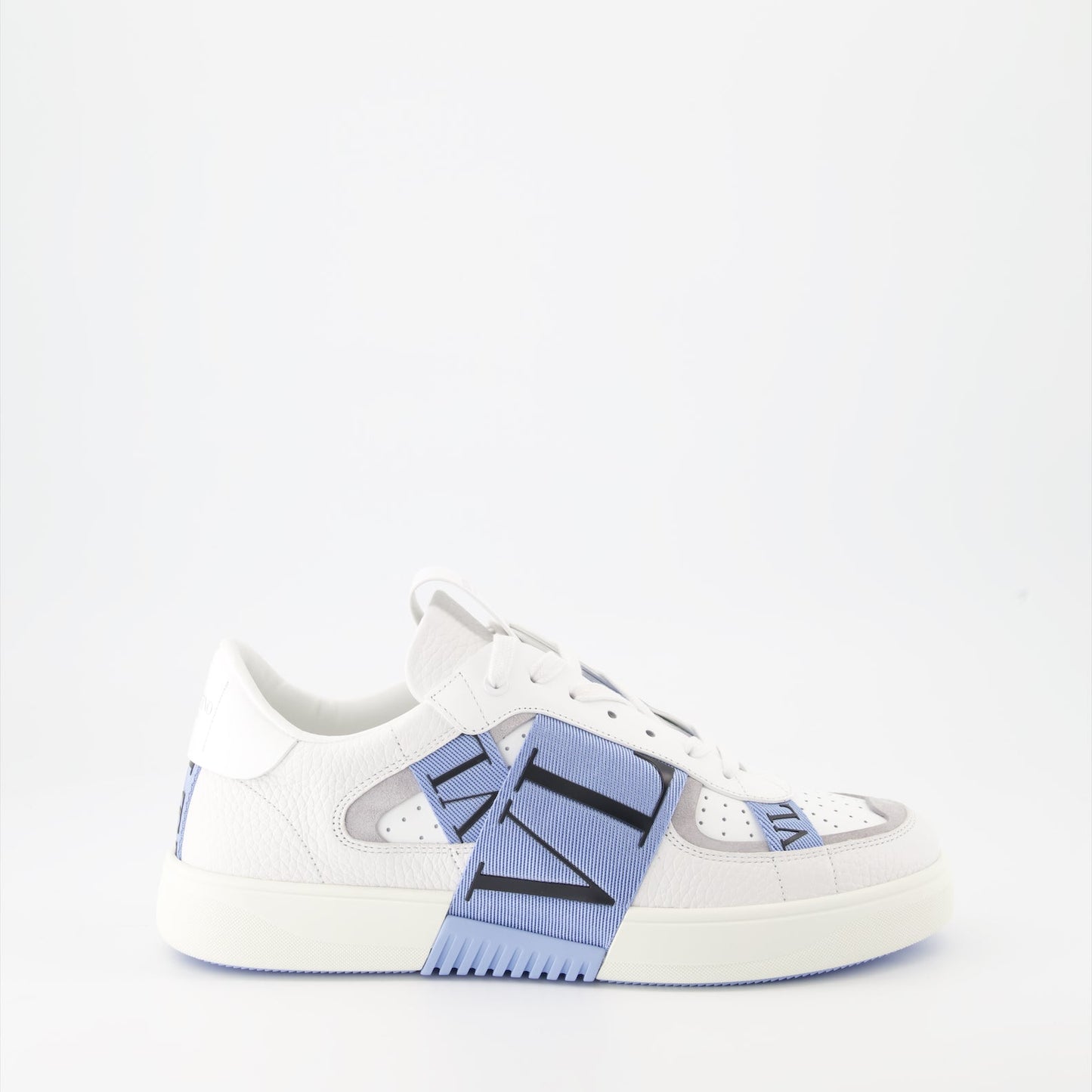 Valentino sneakers, white leather sneakers, blue strap sneakers, luxury footwear, designer sneakers