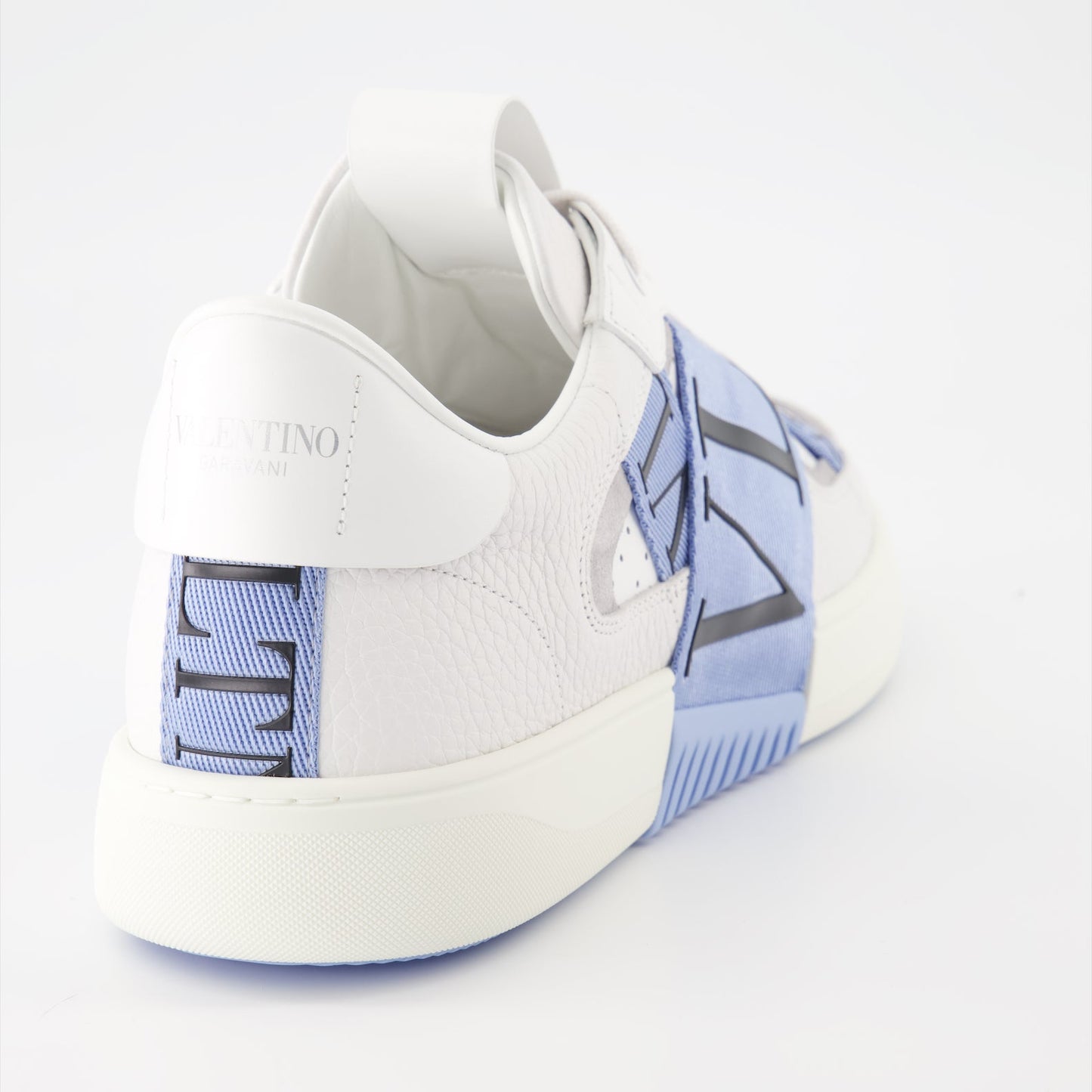 Valentino sneakers, white leather sneakers, blue strap sneakers, luxury footwear, designer sneakers