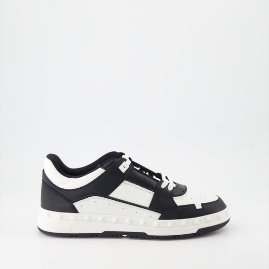 Valentino Garavani, leather sneakers, luxury sneakers, black and white sneakers, luxury footwear