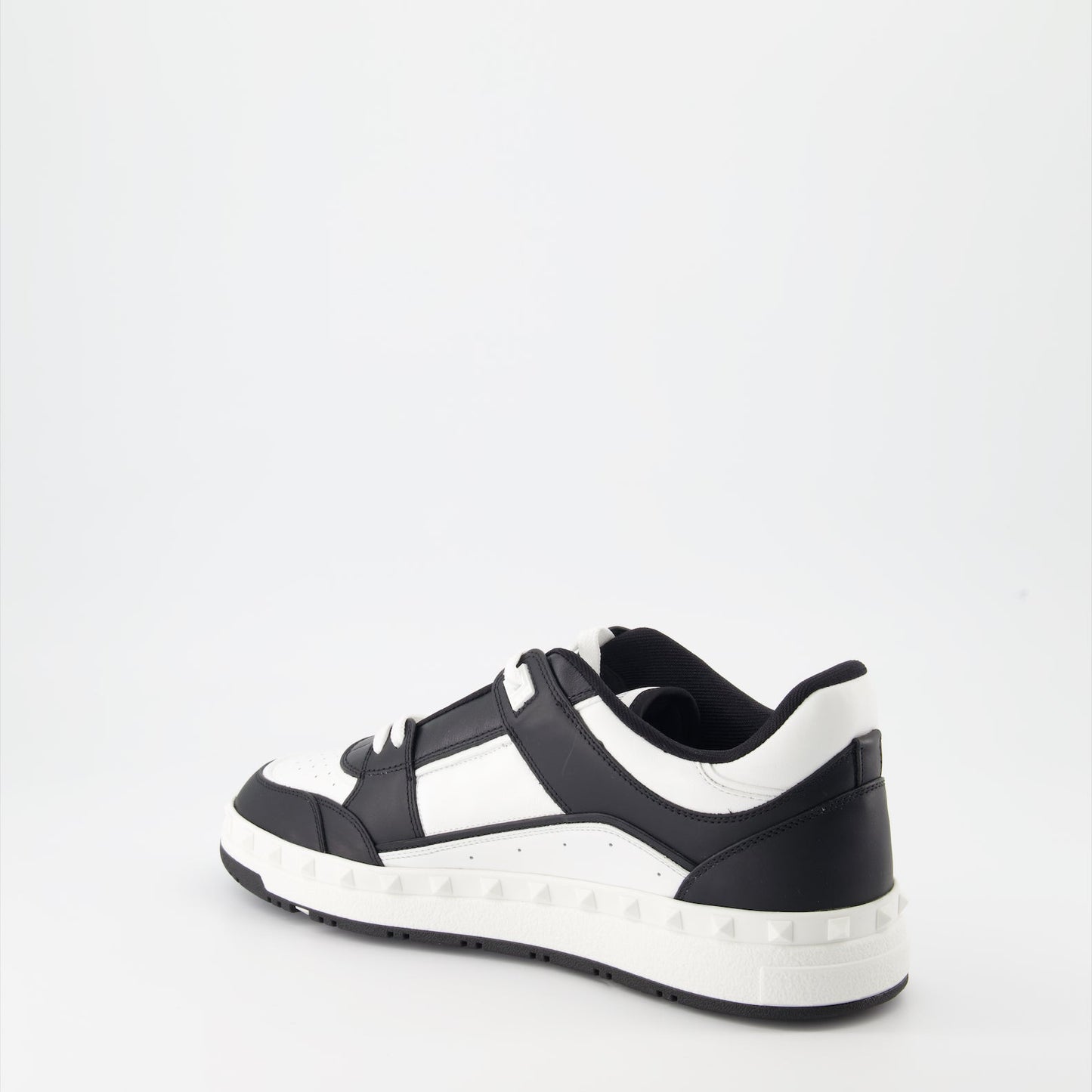 Valentino Garavani, leather sneakers, luxury sneakers, black and white sneakers, luxury footwear