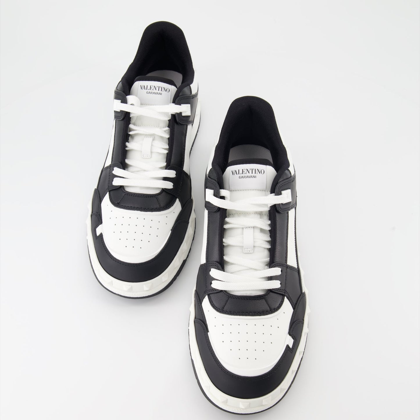 Valentino Garavani, leather sneakers, luxury sneakers, black and white sneakers, luxury footwear