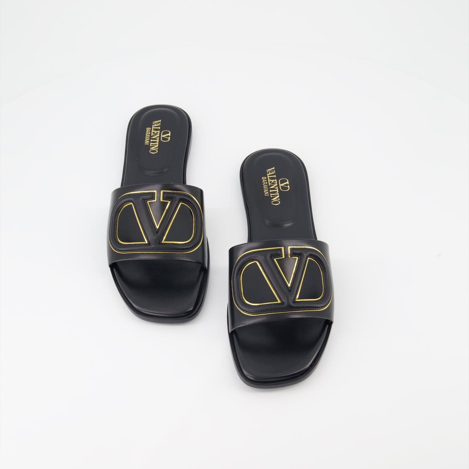 Valentino Garavani, Leather Slides, Luxury Footwear, VLogo Slides, Designer Shoes