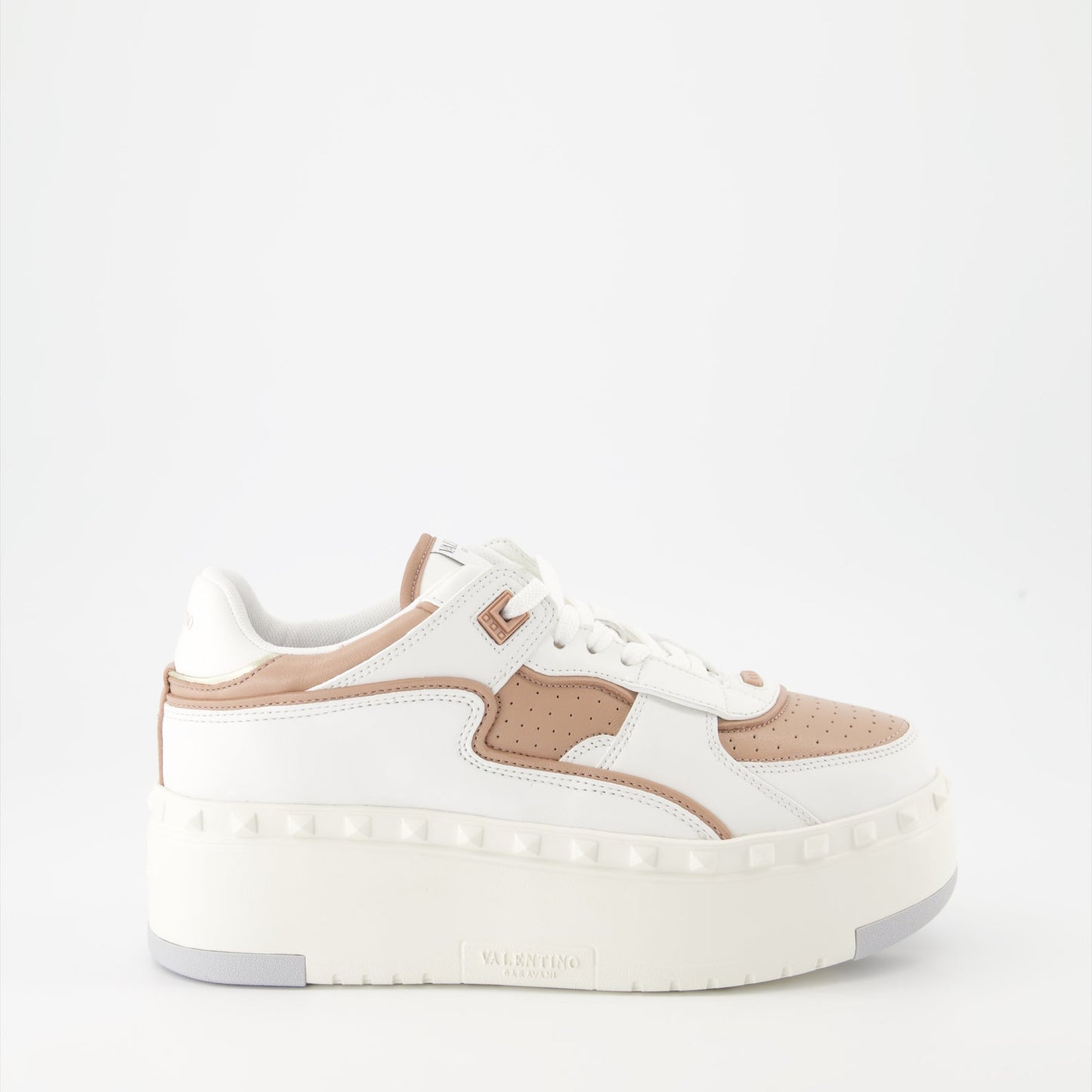 luxury sneakers, Valentino Garavani, leather sneakers, white and beige sneakers, high-end footwear