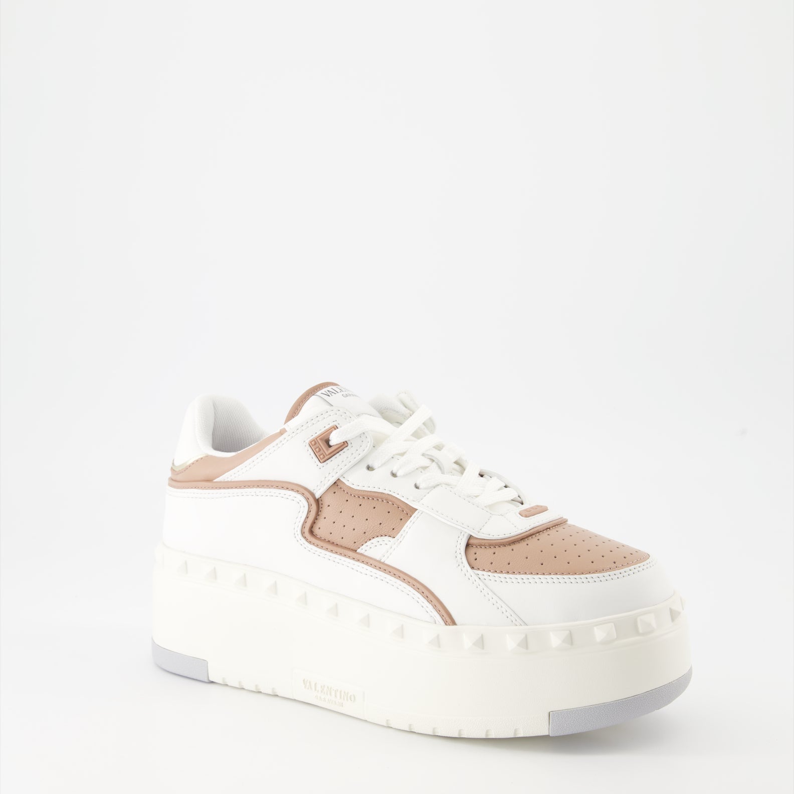 luxury sneakers, Valentino Garavani, leather sneakers, white and beige sneakers, high-end footwear