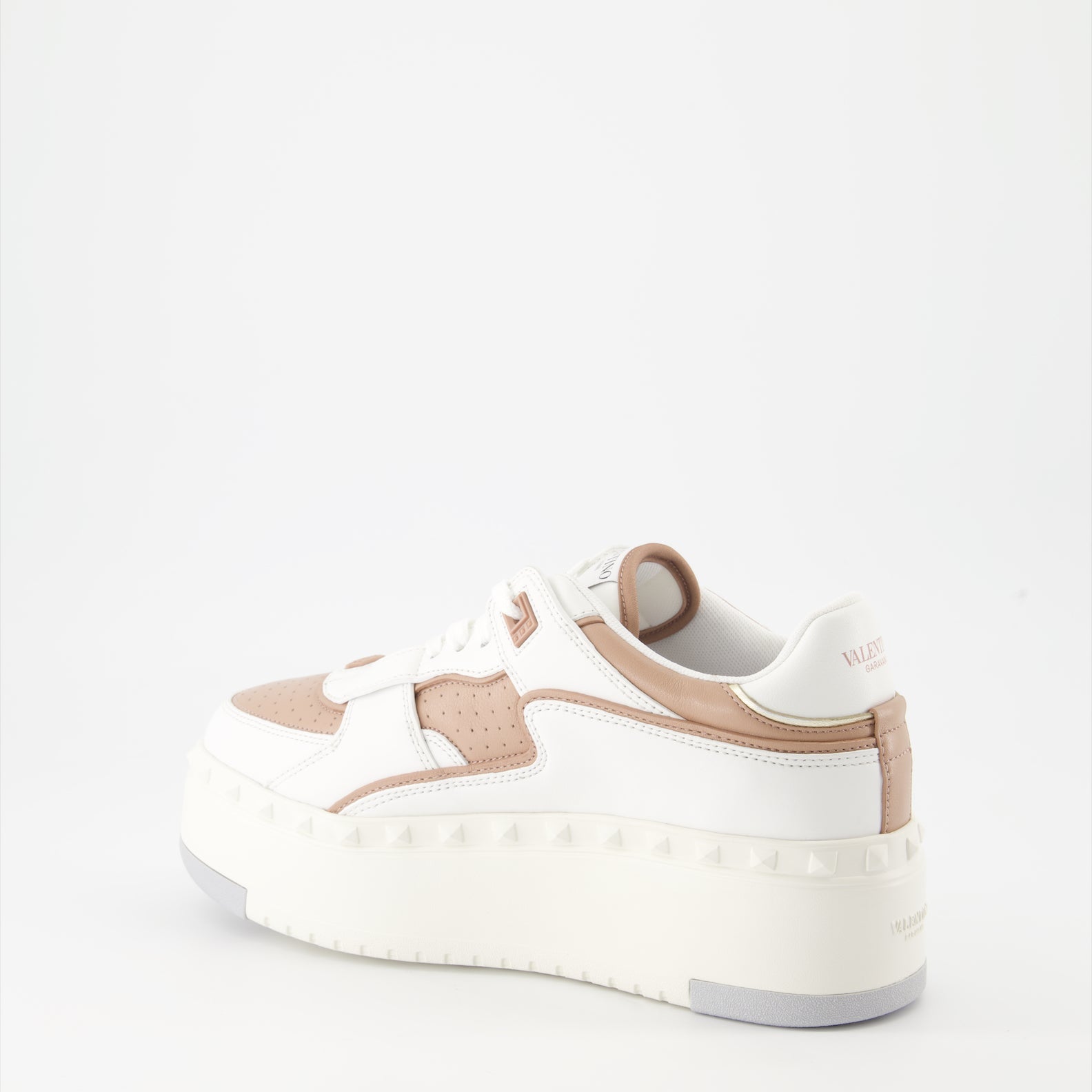 luxury sneakers, Valentino Garavani, leather sneakers, white and beige sneakers, high-end footwear