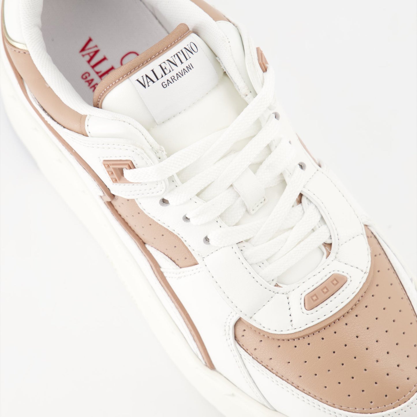 luxury sneakers, Valentino Garavani, leather sneakers, white and beige sneakers, high-end footwear