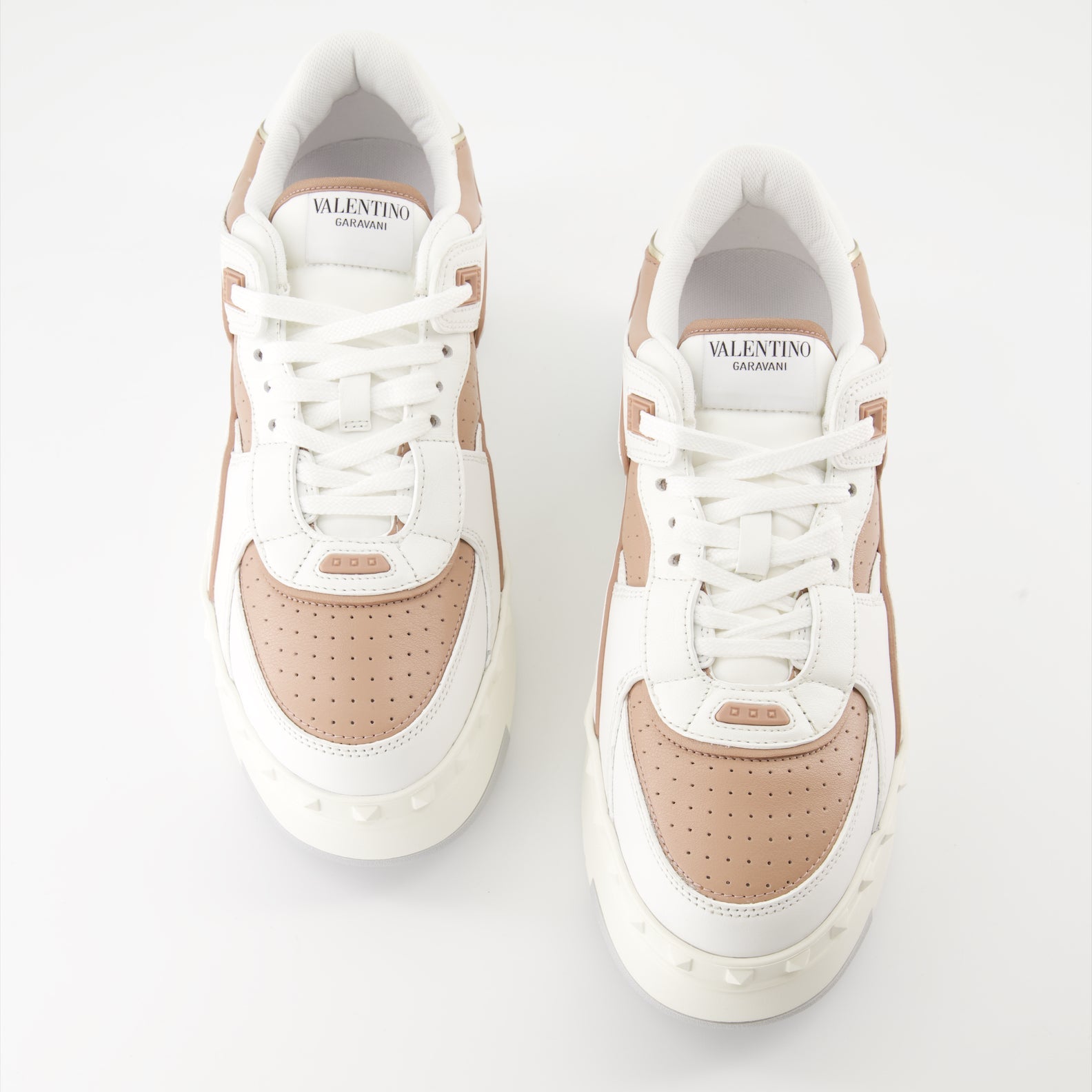 luxury sneakers, Valentino Garavani, leather sneakers, white and beige sneakers, high-end footwear