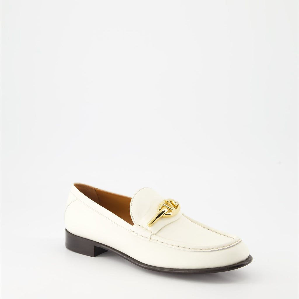Valentino Garavani loafers, luxury leather loafers, white moccasins, VLogo shoes, designer footwear