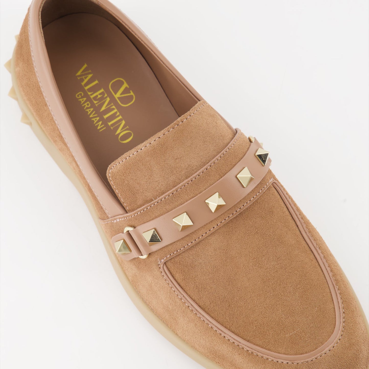 luxury moccasins, brown suede shoes, Valentino Garavani, designer footwear, premium leather loafers