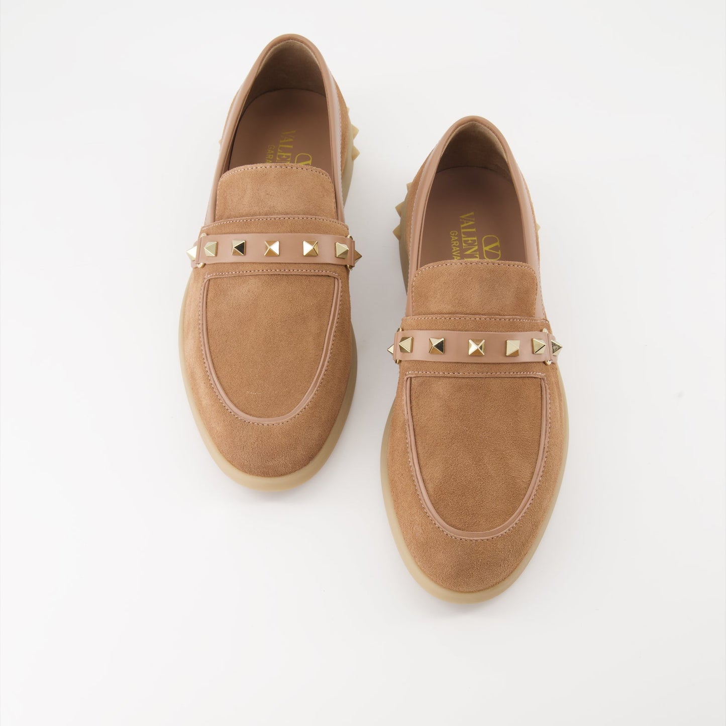 luxury moccasins, brown suede shoes, Valentino Garavani, designer footwear, premium leather loafers