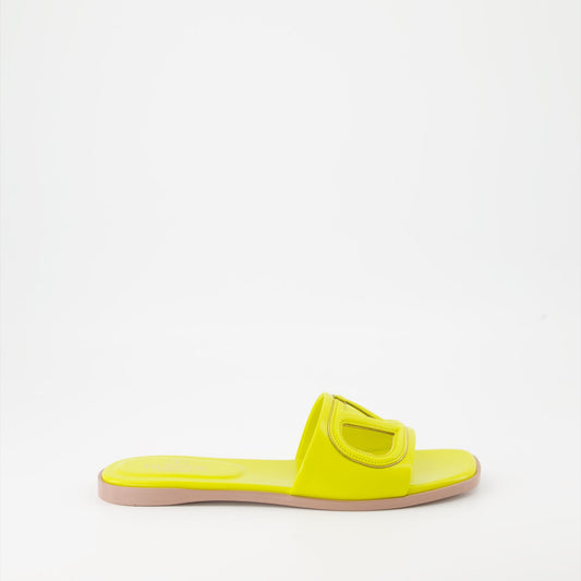 Valentino slides, yellow leather slides, luxury footwear, designer slides, VLogo slides