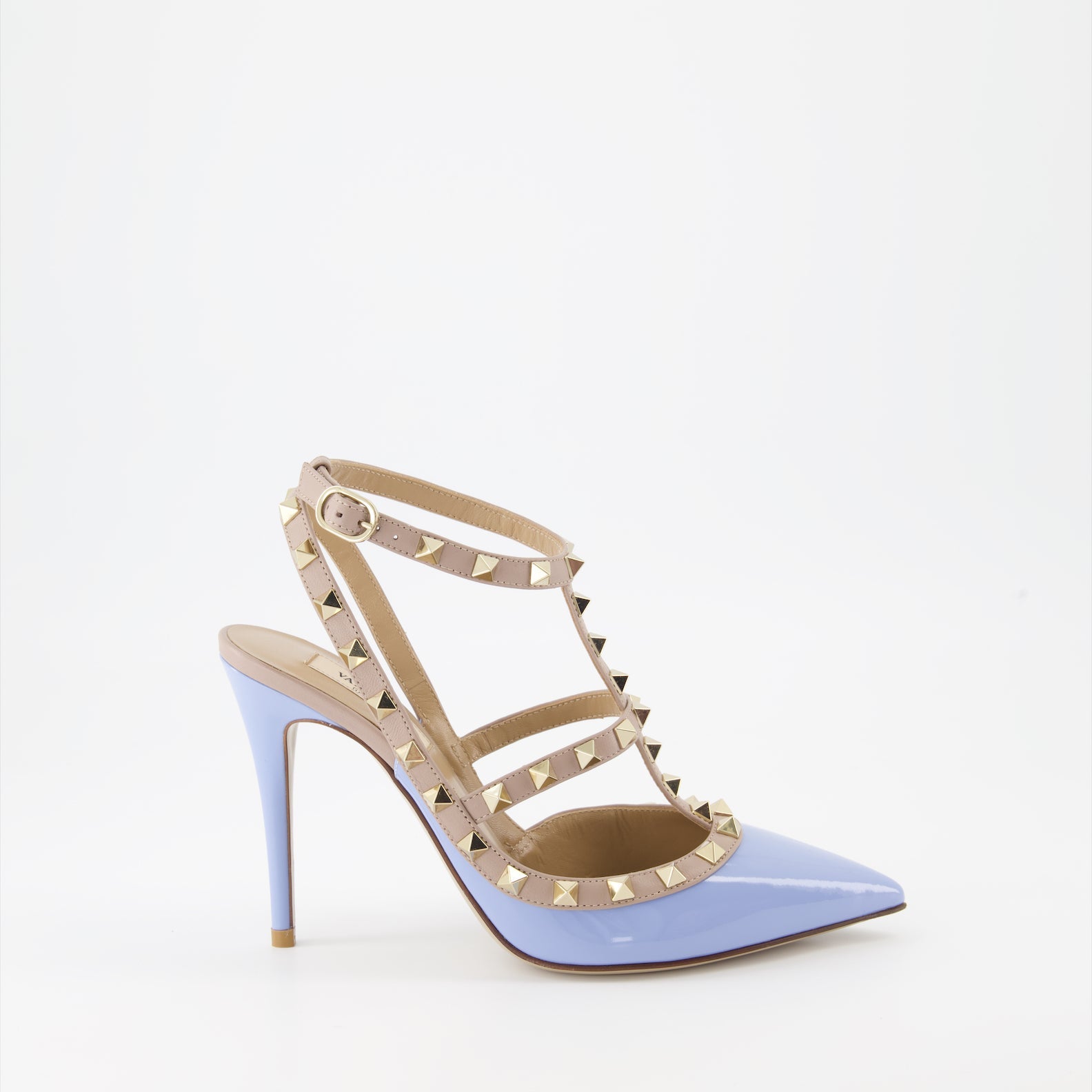 Rockstud, patent leather pumps, blue heels, Valentino Garavani, luxury shoes