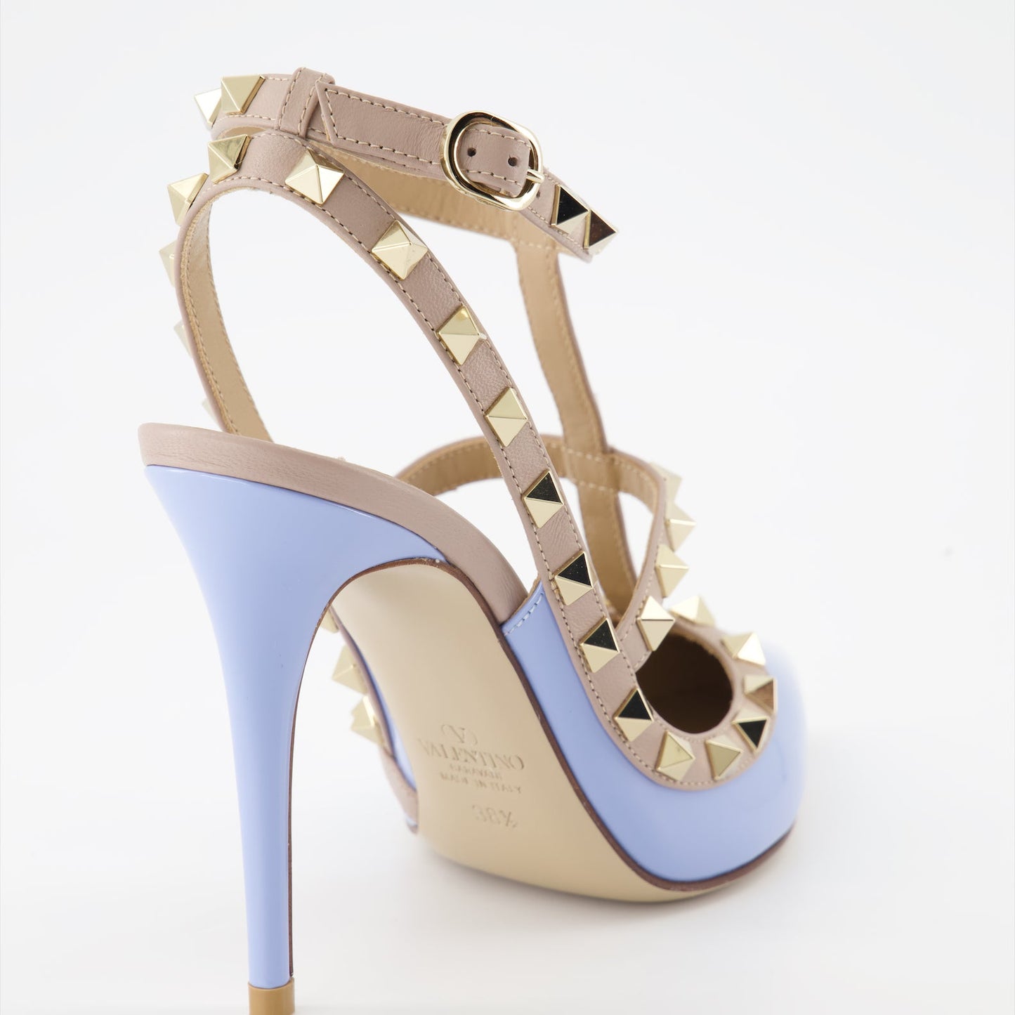 Rockstud, patent leather pumps, blue heels, Valentino Garavani, luxury shoes