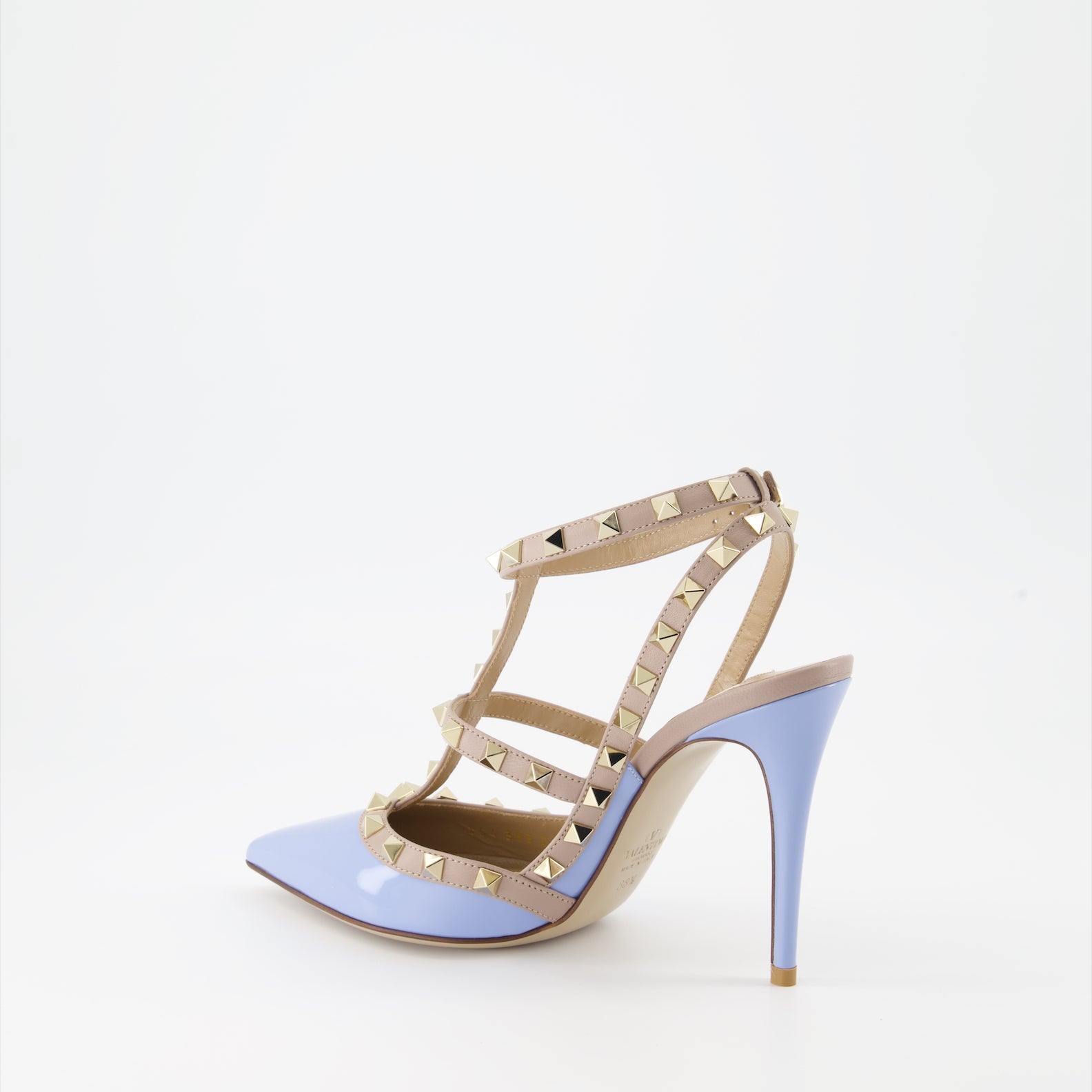 Rockstud, patent leather pumps, blue heels, Valentino Garavani, luxury shoes