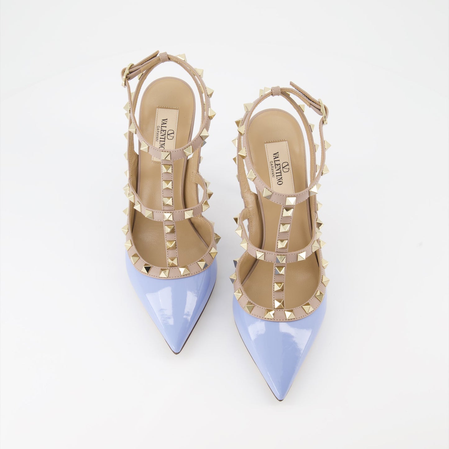 Rockstud, patent leather pumps, blue heels, Valentino Garavani, luxury shoes