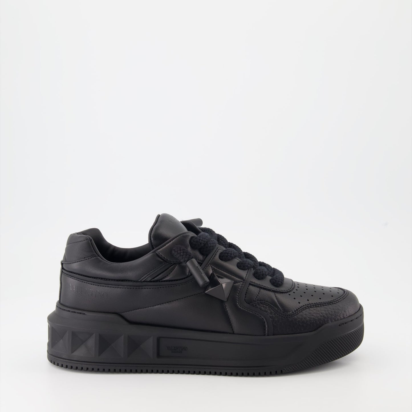 Valentino Garavani sneakers, black leather sneakers, luxury footwear, designer sneakers, Valentino rockstud