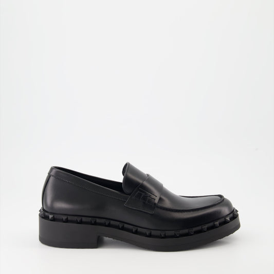 luxury moccasins, Valentino Garavani, Rockstud shoes, smooth leather footwear, high-end fashion