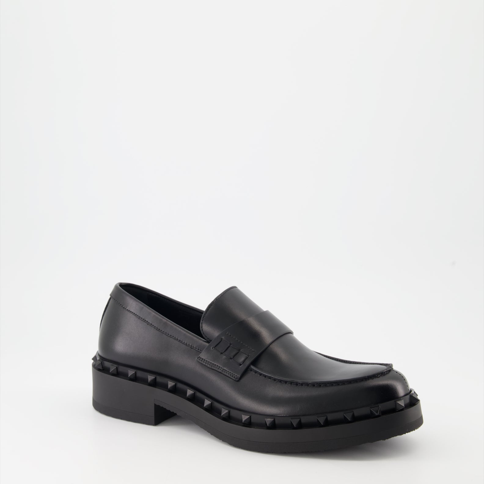 luxury moccasins, Valentino Garavani, Rockstud shoes, smooth leather footwear, high-end fashion
