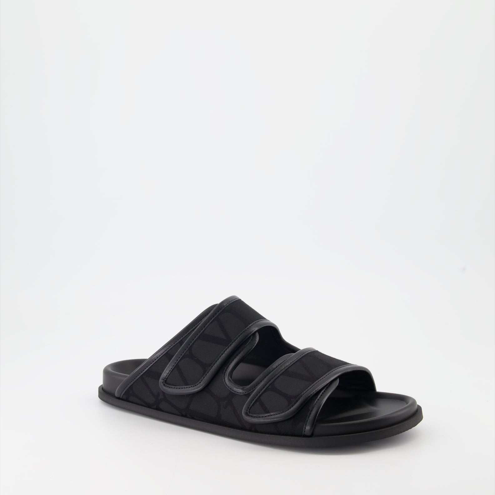 Valentino sandals, luxury slides, VLogo footwear, canvas leather slides, elegant men's footwear