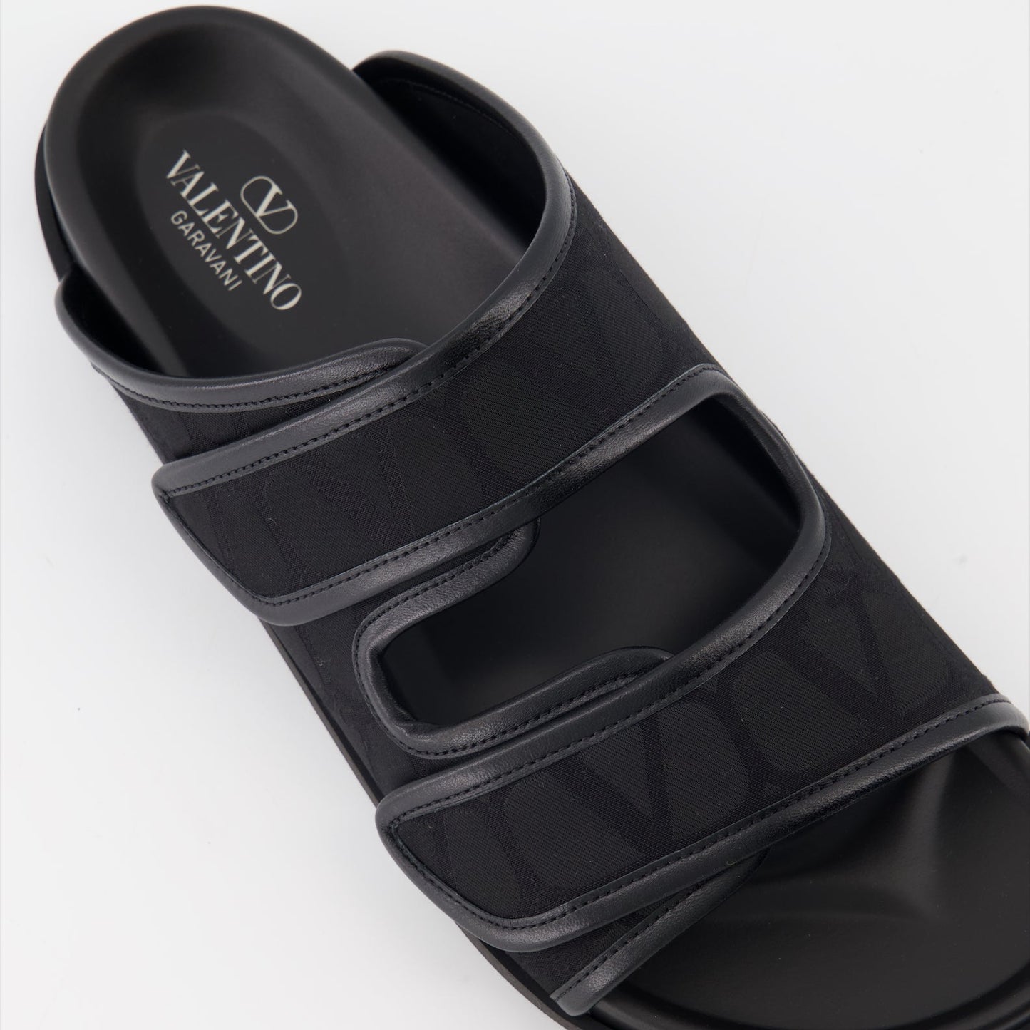 Valentino sandals, luxury slides, VLogo footwear, canvas leather slides, elegant men's footwear