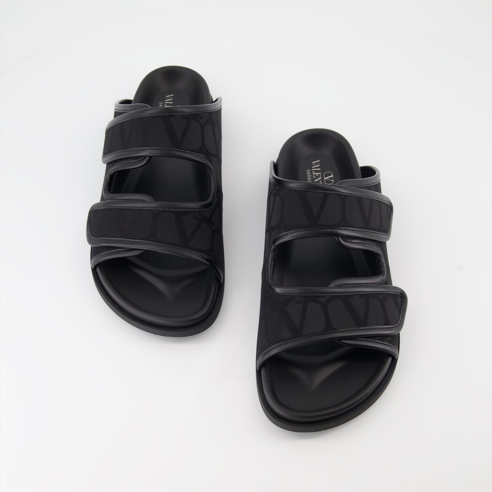 Valentino sandals, luxury slides, VLogo footwear, canvas leather slides, elegant men's footwear