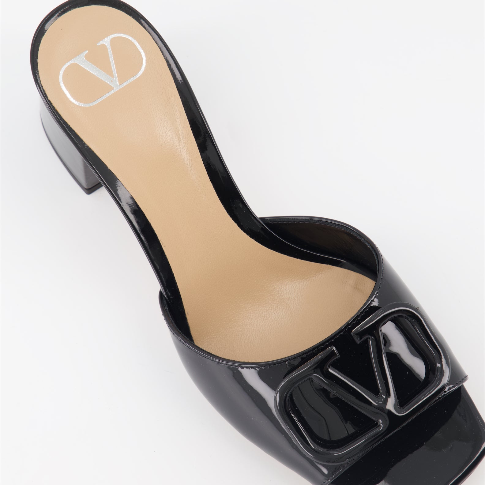 Valentino Garavani, Mules VLogo, Patent Leather Heels, Luxury Footwear, High-End Mules