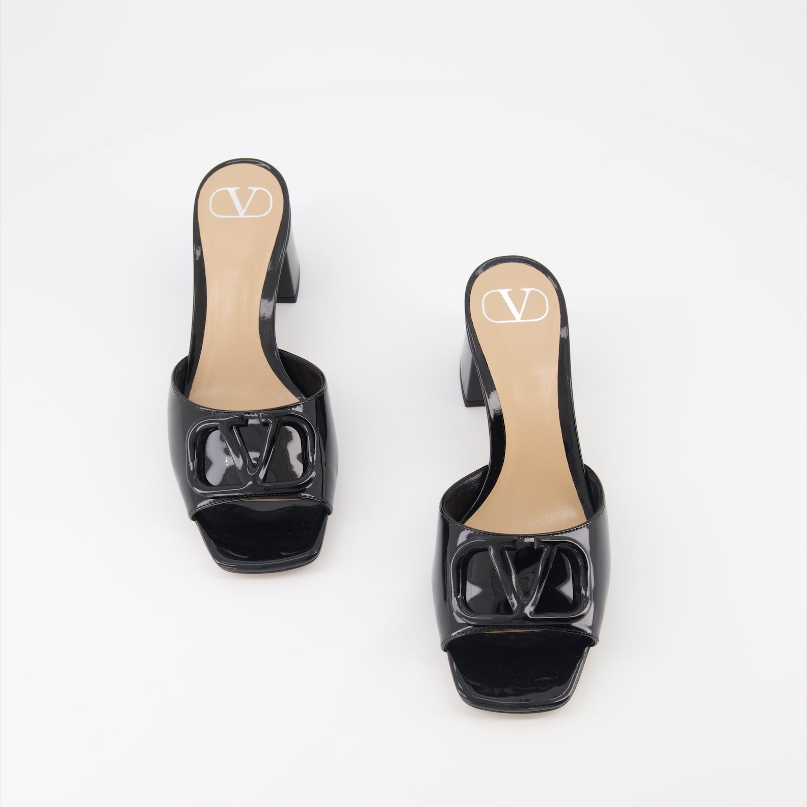 Valentino Garavani, Mules VLogo, Patent Leather Heels, Luxury Footwear, High-End Mules