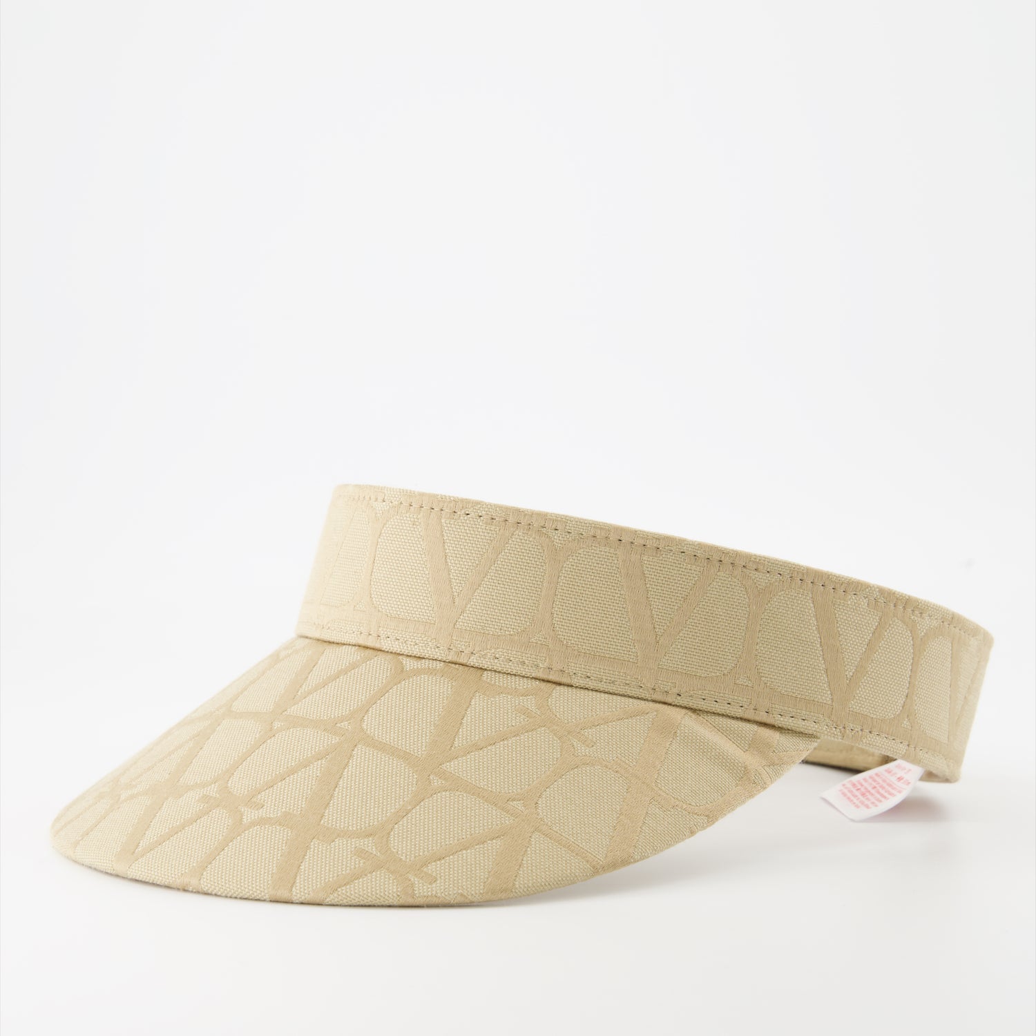 luxury visor, VLogo visor, Valentino Garavani accessories, designer headwear, beige cotton visor