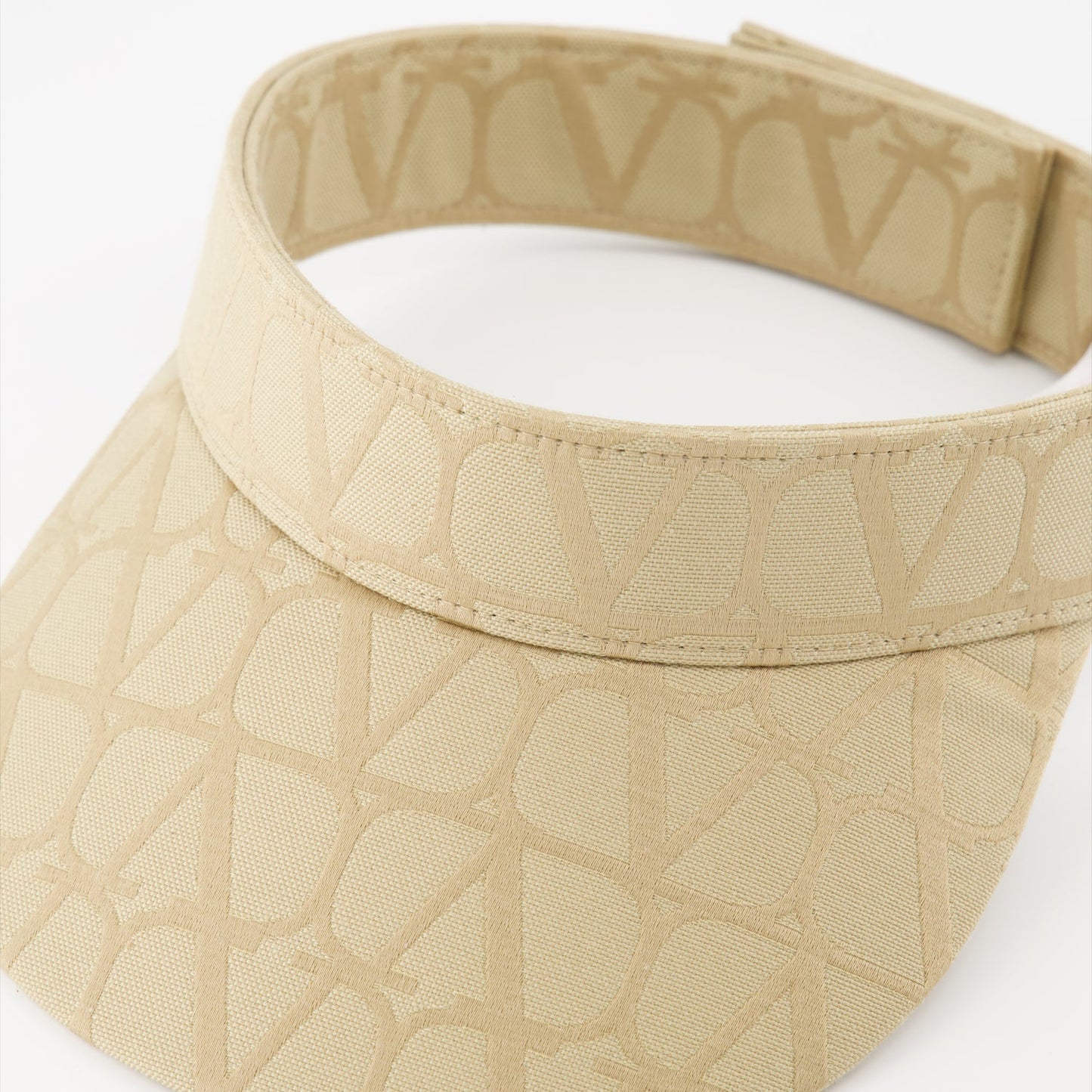 luxury visor, VLogo visor, Valentino Garavani accessories, designer headwear, beige cotton visor