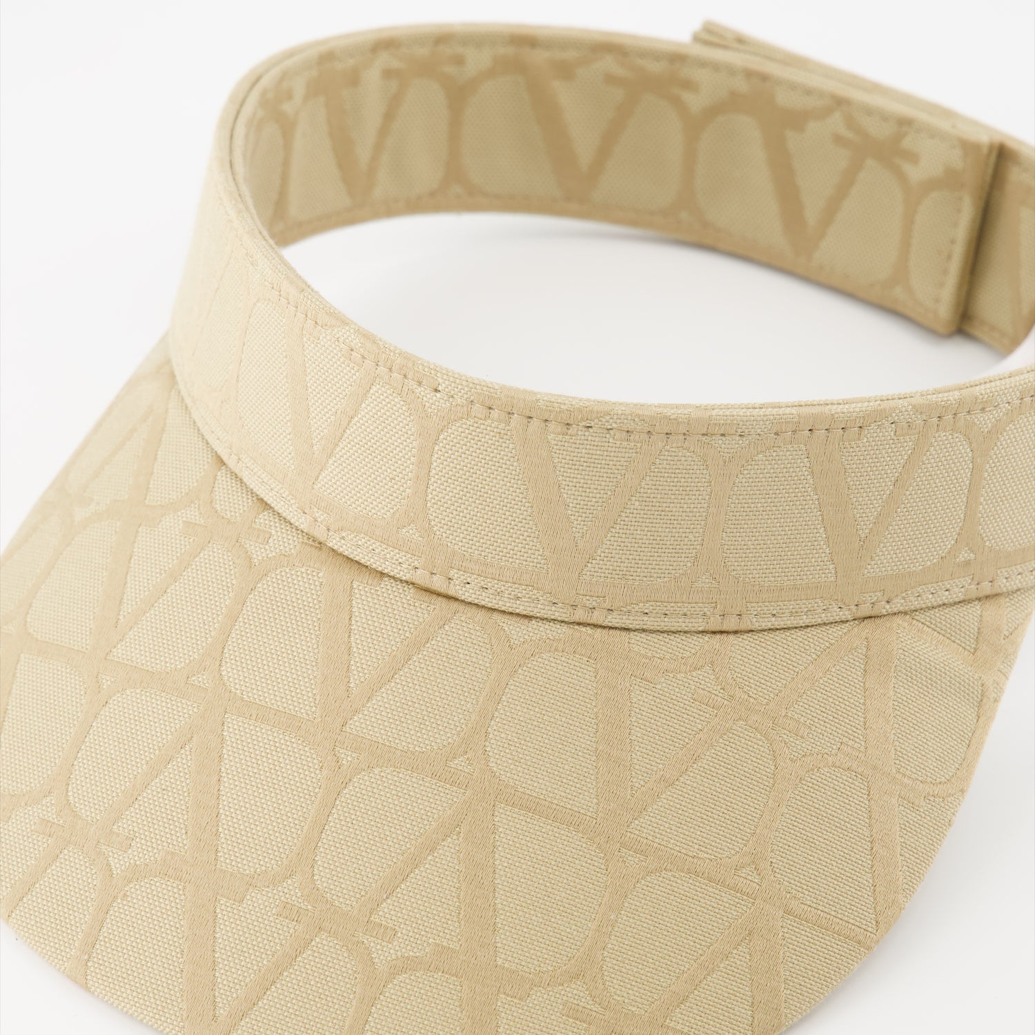 luxury visor, VLogo visor, Valentino Garavani accessories, designer headwear, beige cotton visor