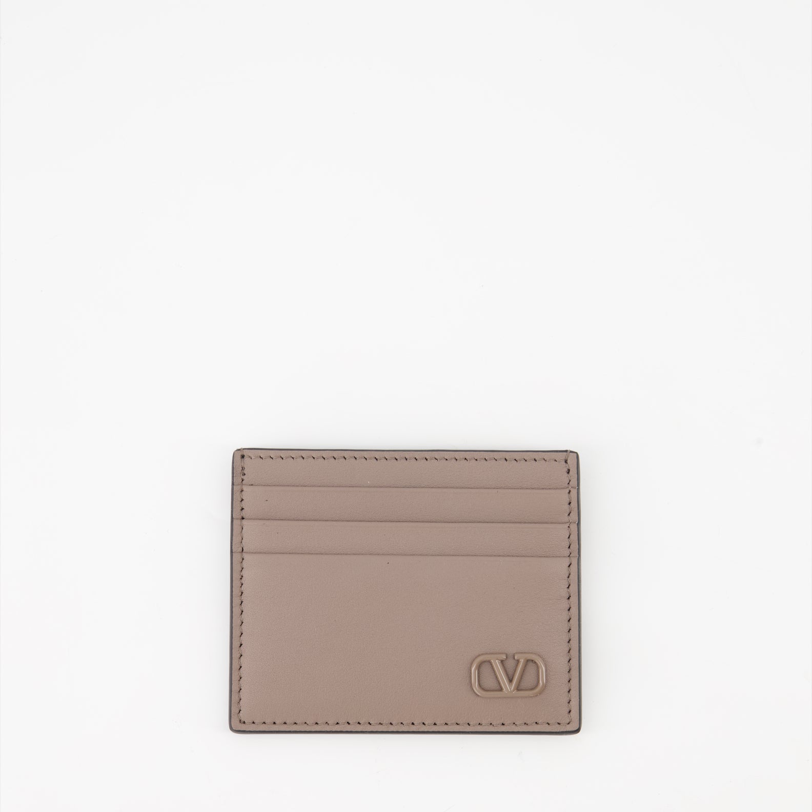 Valentino Garavani, beige leather card holder, VLogo card holder, luxury accessories, elegant card holder