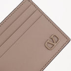 Valentino Garavani, beige leather card holder, VLogo card holder, luxury accessories, elegant card holder